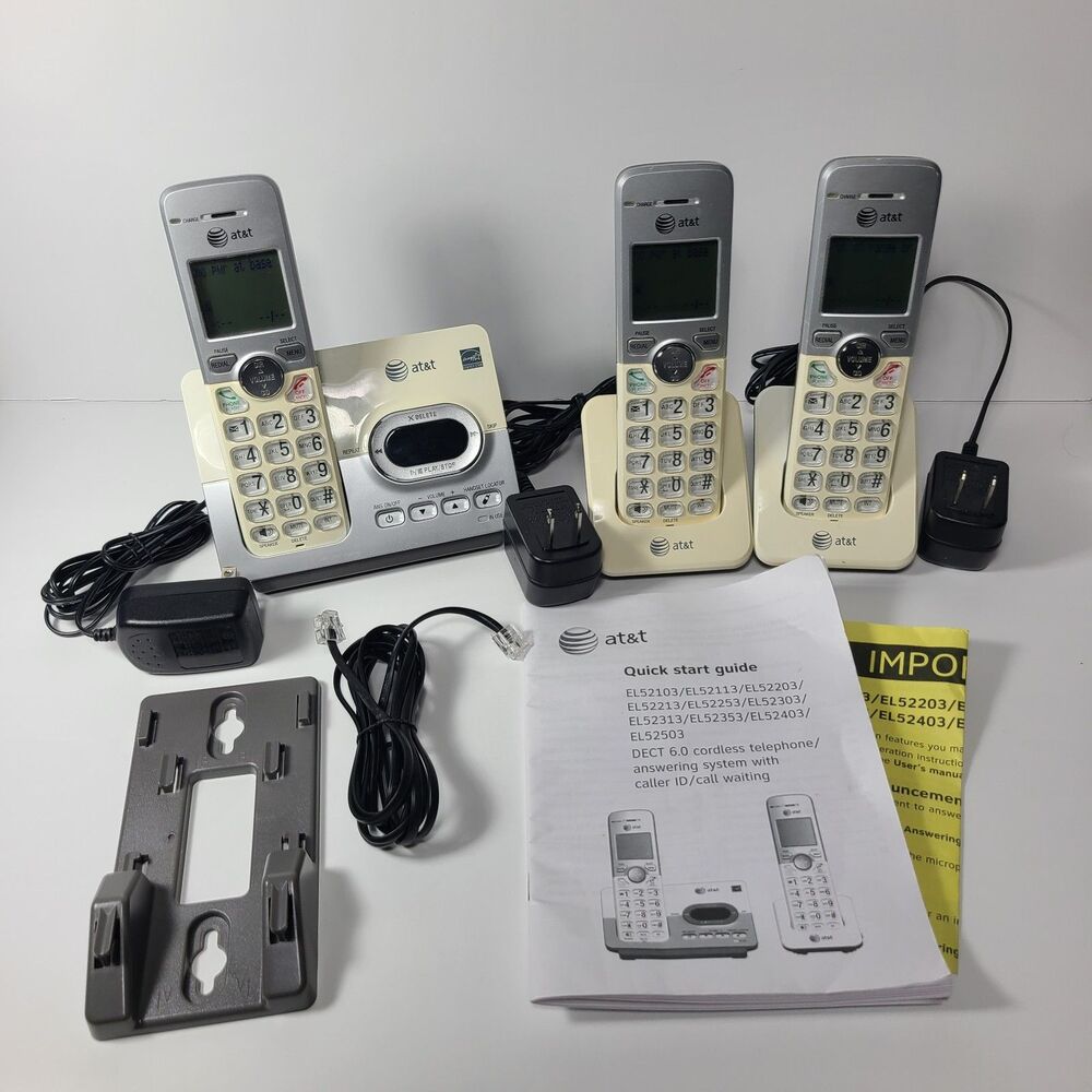 AT&T 3 Handset Cordless Phone Answering System Model EL52303